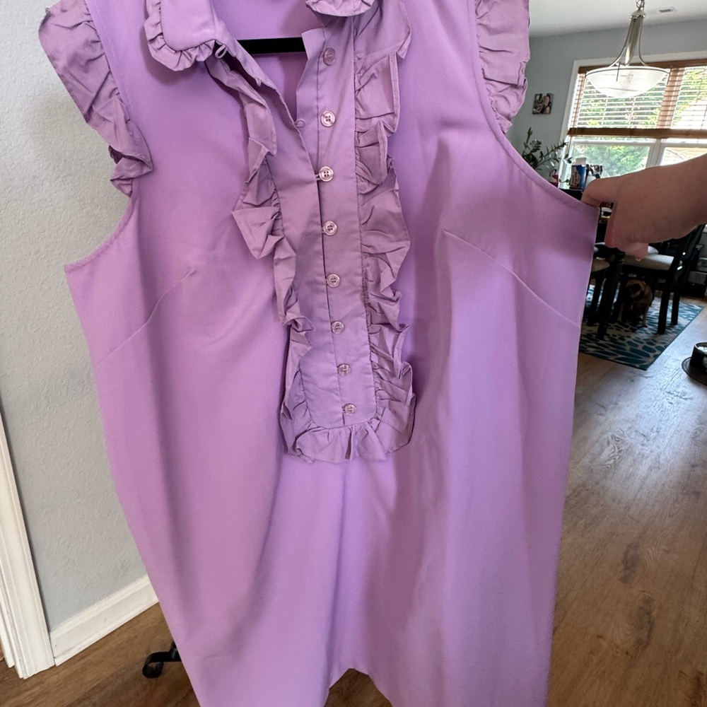 Eloquii Purple Ruffled Bib Collar Dress